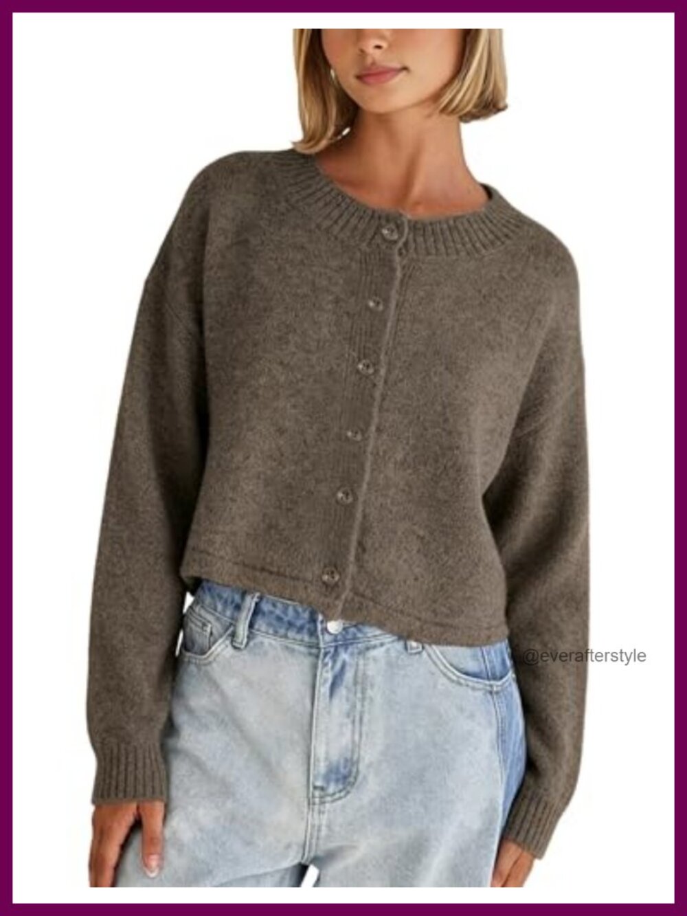 Women's Cropped Cardigan Sweater Long Sleeve Knit Wool Blend
